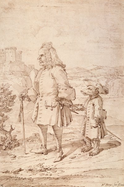 Dr. James Hay als berenleider, ca. 1704-29 door Pier Leone Ghezzi